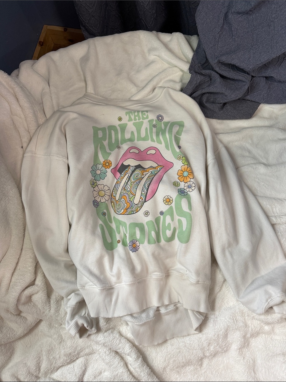 The Rolling Stones White Graphic Crewneck Sweatshirt